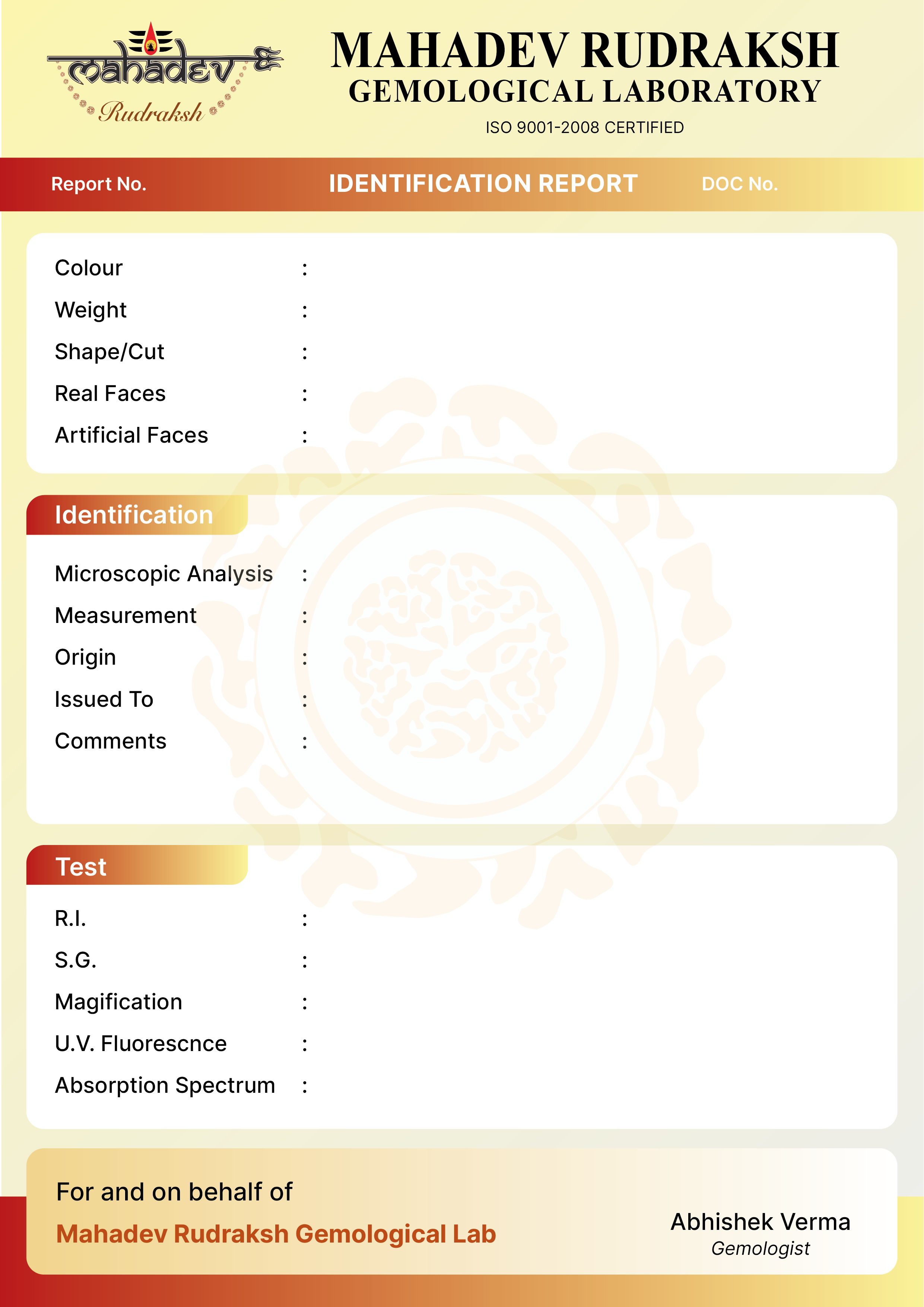 Certificate sample